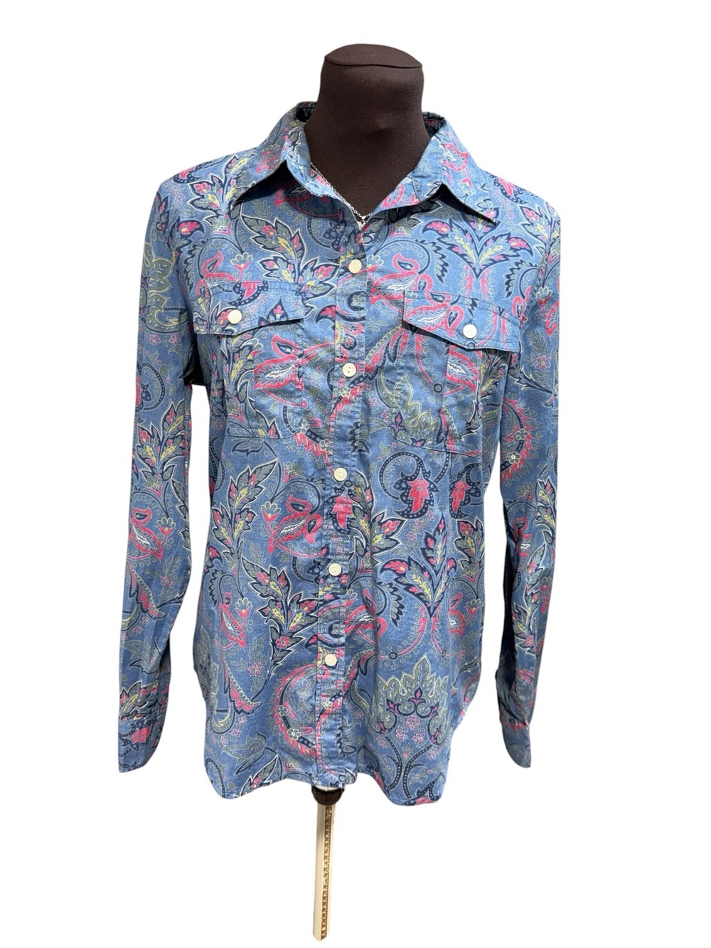 Lauren Ralph Lauren Jeans Co Paisley Shirt Womens Sz MP Button Front Cotton